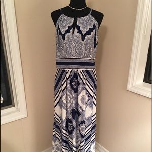 Navy/White Long Ankle Length Dress